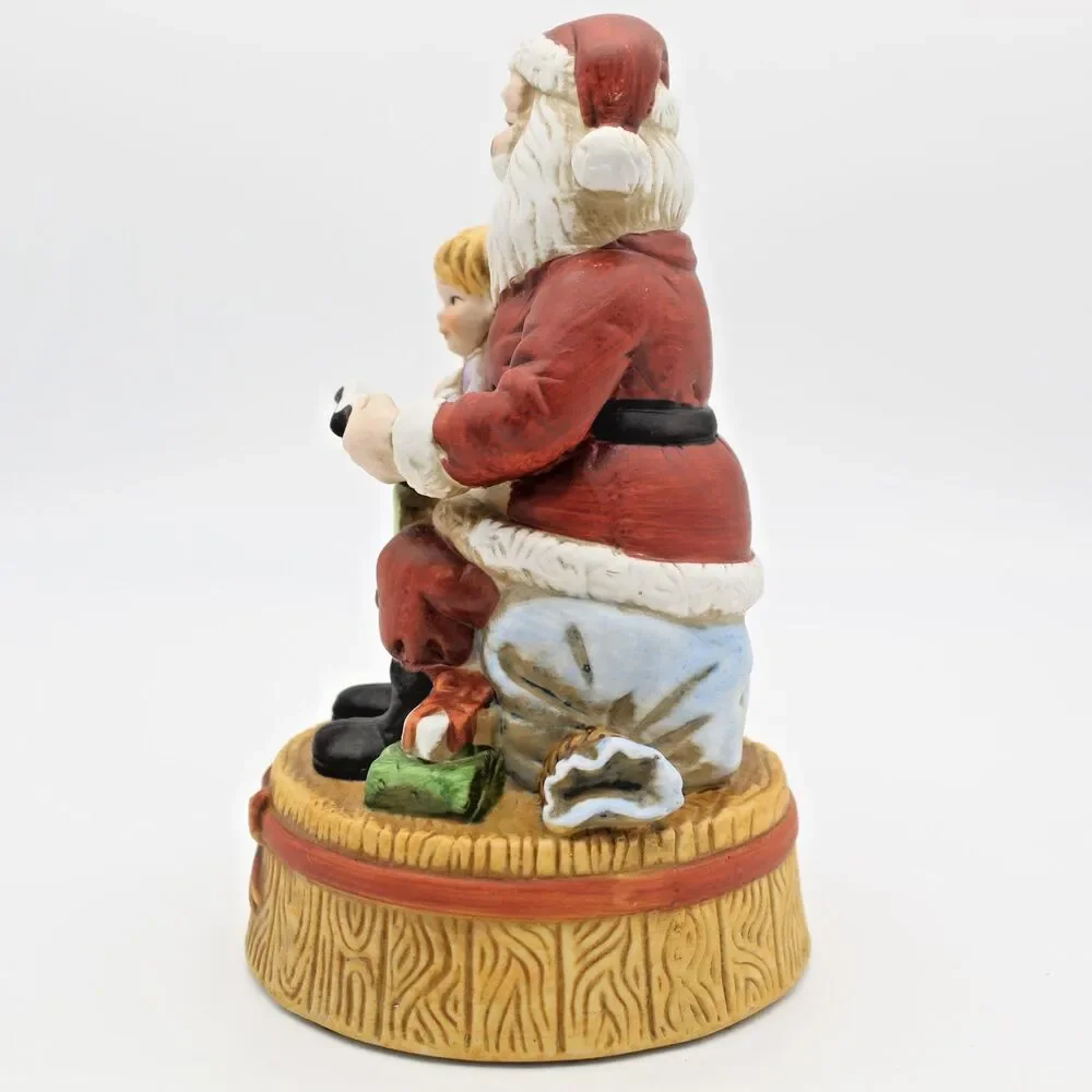 Silvestri Santa Claus Reads to a Child Music Box, Santa Claus Coming to Town VTG